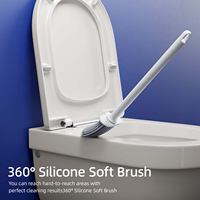 Ensemble de brosses de toilette en silicone, à fixer au mur ou à poser au sol, double usage, brosse de nettoyage pour toilettes