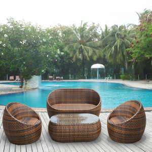 Muebles de jardín Conjunto de bistró redondo Silla de mimbre de ocio Venta caliente Juego de sofás de ratán de hierro para exteriores - Product Image 1