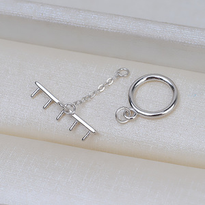 Wenchi S925 Silver 5 <b>Beads</b> 3-3.5 OT Button Necklace Pearl Bracelet <b>Set</b> Versatile Personalized DIY Jewelry Findings Model 25065 - Product Image 3