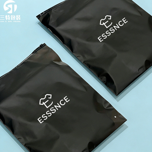 Reusable PE Frosted Recyclable Ziplock Bags for Clothing Packaging | Black T-Shirt Packaging with Offset Printing - Product Image 1