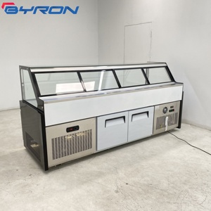Réfrigérateur commercial pour supermarché, vitrine réfrigérée pour viande et charcuterie, avec porte vitrée à dégivrage automatique et refroidissement par ventilateur LC - Product Image 1