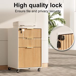 SENYU Minimalist 3 <b>Drawer</b> Filing Cabinet with Wood Finish Lockable <b>Office</b> Storage for Home <b>Office</b> Use - Product Image 3