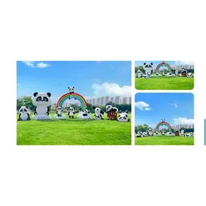 Etechan - Juego de Esculturas de Jardín con Forma de Arcoíris Panda, Fibra de Vidrio FRP, Decoración para Exteriores - Product Image 3