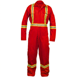 Overol de Seguridad Reflectante Rojo Clase 2, Ropa de Trabajo Industrial, Traje Protector para Hombre con Franjas de Alta Visibilidad - Product Image 1