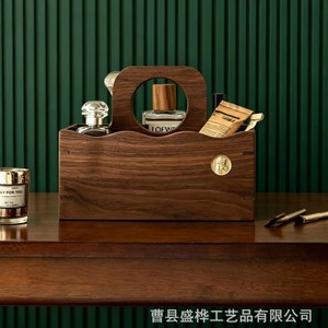 Wooden Desktop Cosmetic Storage <b>Box</b> Solid Color A-414 For <b>Makeup</b> Jewelry Perfume Skincare Organizers - Product Image 1