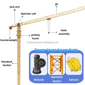 Grúa Torre de <span class=keywords><strong>Segunda</strong></span> <span class=keywords><strong>Mano</strong></span> HUGECRANE, Marca China, Alta Eficiencia, Capacidad de 12 Toneladas, Altura de Elevación de 60m para Construcción - Product Image 6
