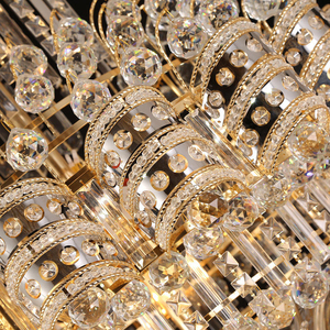 Lustre suspendu personnalisé de luxe pour salle de banquet, grand luminaire d'escalier, hall d'hôtel, mariage, <span class=keywords><strong>avec</strong></span> boules de cristal LED - Product Image 3