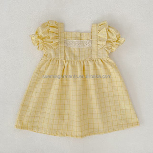Abito Estivo per Neonati in Cotone 100% a Quadretti, Personalizzabile con Basso MOQ, Completo per Bambini, Outfit Sorella Maggiore e Sorella Minore - Product Image 2