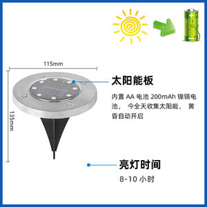 Lampes solaires encastrées Hejia 36V 3000K blanc chaud, étanches, pour éclairage extérieur de pelouse, jardin, cour et allée - Product Image 4