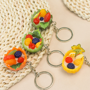 Customized Fake Fruit Sorbet Metal Key Chain Funny Keychains Gift 3D <b>Cute</b> Keychain Simulation Fruit Keyring - Product Image 2