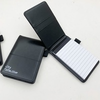 Mini bloc-notes en cuir noir format A7, double pliage, portable, bloc-notes de bureau, bloc-notes de poche avec emplacement pour stylo