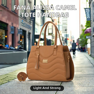 Women's Tote Handbag M3766 Camel Color Microfiber <b>Synthetic</b> <b>Leather</b> Two Open Top Tassel Decoration Casual Daily Use - Product Image 2