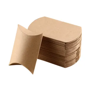 Wholesale Price Candy Gift Packaging Pillow Shape Folded Kraft Case Box for Small Gift Packing