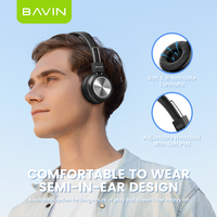 BAVIN Headset BT V5.3 nirkabel, headphone tanpa rasa penundaan BH38 kualitas suara HiFi dapat dilipat dan teleskopik