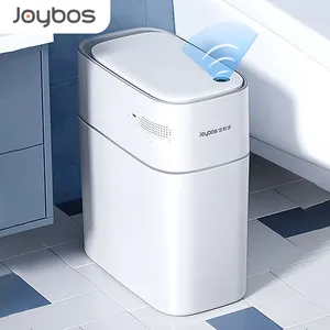 JOYBOS الذكية Touchless محس حركة حاوية القمامة التلقائي الخصوصية سلة النفايات مع غطاء 3.5 جالون Dogproof البلاستيك ضئيلة علبة مهملات