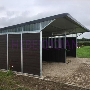 工厂供应12英尺黑色钢架便携式户外镀锌马箱稳定临时马厩带屋顶 - Product Image 6