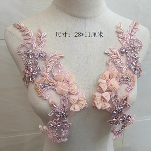 Robes Appliquées Orange en Tissu Dentelle Perlée, Tissu Perlé Vert Émeraude, Corsage <span class=keywords><strong>Appliqué</strong></span> Diamant Argenté, Strass Argentés - Product Image 3