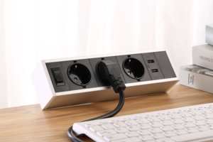 Lega Bạc nhôm kẹp trên bàn salon Ổ cắm EU cắm 2 <span class=keywords><strong>USB</strong></span> sạc RJ45 3 AC cửa hàng 3m Chiều dài cáp cho bàn 16A đánh giá - Product Image 5