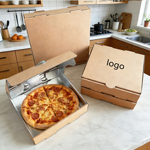 Factory Direct Customizable Kraft Paper <b>Pizza</b> <b>Box</b> With Aluminum Foil Lining Insulated Ideal for Takeout & Delivery Packaging - Product Image 1