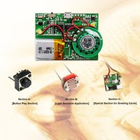 Módulo de sonido para tarjeta de felicitación con control de botón de fábrica, activación USB, grabación MP3, altavoces PCB grabables, descarga USB, personalizable