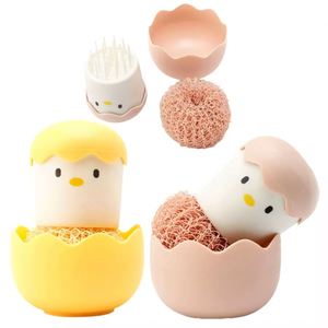 Brosse de nettoyage de cuisine en nanofibres au design créatif de poussin en coquille d'œuf pour la vaisselle et l'élimination des taches de casseroles - Product Image 1