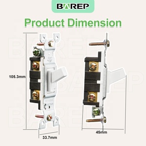 Barep 美式单极壁式电灯开关调光器，经 UL 认证，用于调节灯光的家用开关 - Product Image 2
