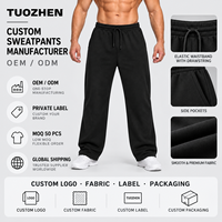 Pantalon de survêtement homme vierge à logo personnalisé, coupe droite, ourlet ouvert, coupe ample, cordon de serrage, fabricant OEM, fournisseur en gros pour marques
