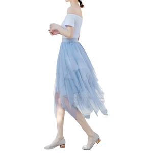 Été Printemps <span class=keywords><strong>Jupe</strong></span> en <span class=keywords><strong>tulle</strong></span> vintage pour femmes Jupes élastiques à taille haute en maille <span class=keywords><strong>Jupe</strong></span> tutu plissée longue <span class=keywords><strong>Femme</strong></span> - Product Image 2