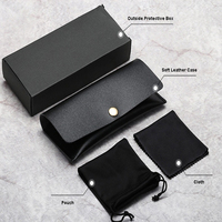 Étui en cuir PU souple avec logo personnalisé avec pochette et tissu pour lunettes de soleil, ensemble de lunettes de lecture optique