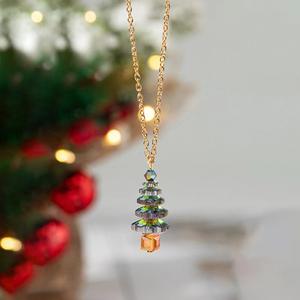 Decoración navideña, collar de árbol de Navidad de cristal tallado, collar de aleación, cadena, collar con colgante de cristal - Product Image 3