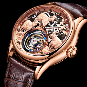 Envío Directo del Reloj Mecánico Automático Tourbillon 7008 para Hombre, Movimiento Visible, Correa de Cuero y Acero Inoxidable de 22mm - Product Image 5