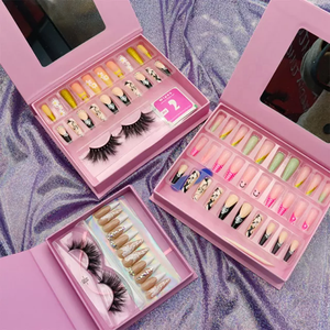 <span class=keywords><strong>Kit</strong></span> cosmétique 3D : pince à cils en vison vegan, faux cils synthétiques en vison, faux ongles à presser, stylo colle pour eye-liner - Product Image 1