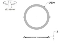 Lampu Panel LED 300mm, Warna Berubah, Cahaya Putih Netral Hangat, Tipis, Bulat, Terpasang di Langit-langit, Permukaan Dalam Ruangan, 20w, 12mm