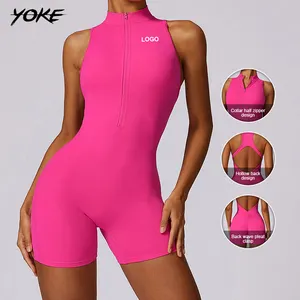 YOKE High-intensity exercise beauty back half zipper bodysuit scrunch hip Sport Romper Playsuit gym wear No reviews yet