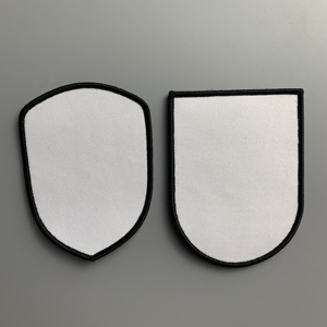 3 "tondino subliminale toppa bianco 3" cerchio e 2 "x 3" bianco macchie vuote bordi neri e gancio e anello di fissaggio sul retro - Product Image 4
