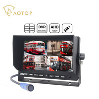 Moniteur de zone aveugle inversé Bus HD 7 pouces AHD Quad View Display 4 canaux caméra de voiture 1080p surveillance de la sécurité des angles morts tout autour