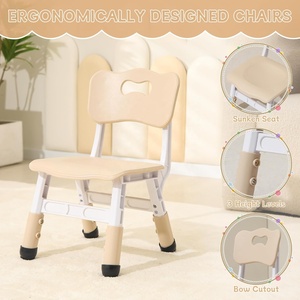 Ensemble <span class=keywords><strong>table</strong></span> et 2 chaises pour enfants SINKIPA, hauteur réglable, bureau carré en plastique, surface antidérapante, design moderne, école, maison, salon - Product Image 6