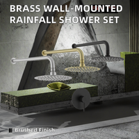 Système de douche mural contemporain en acier inoxydable à poignée unique, avec fonction pluie douce, robinets doseurs et douches à main intégrées