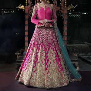 ATIYA LIBAS Robe courte en acétate indien/pakistanais Lehenga Kurt Broderie lourde Zardozi pour femmes, élégante et de belle couleur - Product Image 1