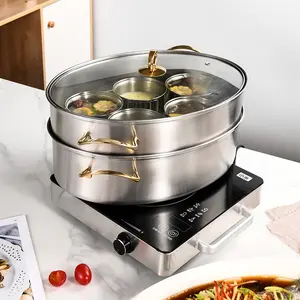 Utensilios de cocina para ebullición de 2 capas, olla para sopa, olla para pescado, vaporizador, suministros de cocina de acero inoxidable 304 con bandeja y Clip para el hogar