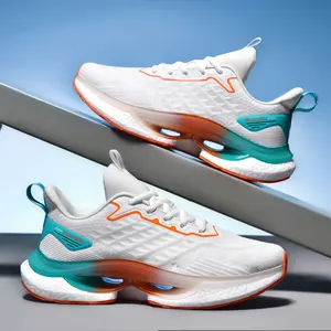 2024 Quanzhou factory trend white breathable double layer TPU sole couple shoes customized mesh men women walking shoes