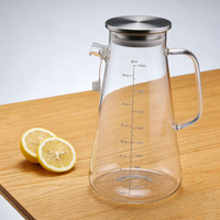 Jarra de Café de Vidrio Borosilicato Ecológica Moderna de 2000ml con Tapa de Acero y Escala Graduada, en Oferta, Bajo MOQ, en Stock
