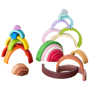 Fabriek Vroege Kinderjaren Ontwikkeling Tool Kleurrijke Regenboog Houten Blokken Voor Brain Building - Product Image 3