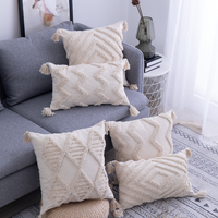 Housse de coussin tissée et tuftée de style bohème, taie d'oreiller bohème pour canapé, chambre à coucher, salon