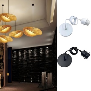 <span class=keywords><strong>Kit</strong></span> de suspension de <span class=keywords><strong>lampe</strong></span> E27 Premium avec cordon tressé réglable, support de plafond en fer fileté, AC 220V, métal noir - Product Image 4