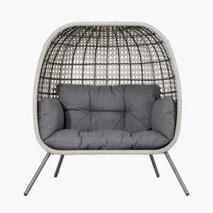 Canapé double siège en rotin surdimensionné Chaise œuf d'extérieur en osier Meubles de jardin en osier Terrasse Grand fauteuil Patio Chaise profonde - Product Image 3