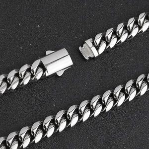 Chaîne cubaine en acier inoxydable, bijoux hip-hop urbains pour hommes, chaîne maille cubaine Miami en or 18 carats - Product Image 6