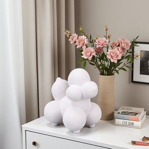 Redeco minimalista stile scandinavo Figurine animali in ceramica bianco opaco barboncino cane Figurine uccello ornamento elegante decorazione per la casa - Product Image 3