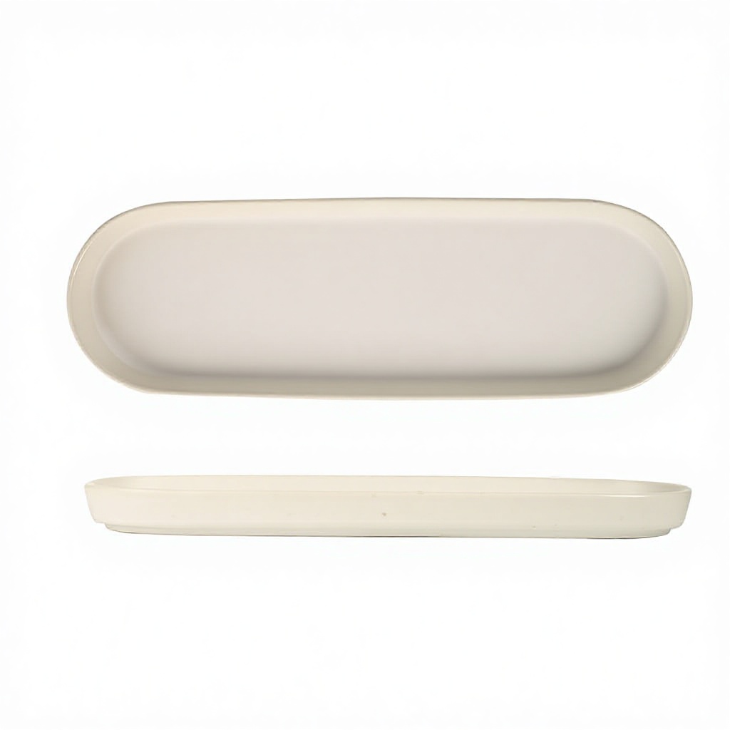 Bandeja ovalada blanca de estilo japonés de 12 pulgadas, blanca lisa