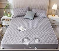 Protège-Matelas Drap-Housse Respirant Brossé Matelassé Épais Imperméable Couleur Unie ou Mélangée pour Chambre Polyester